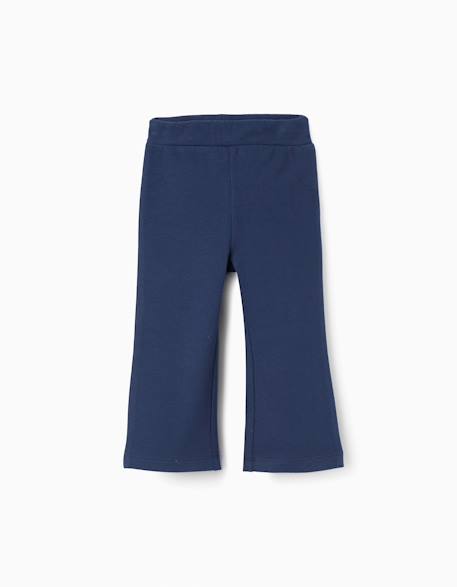 Legging évasé en coton peigné Bleu foncé+Rose foncé 1 - vertbaudet enfant 