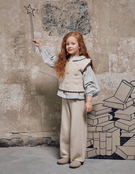 Fille-Pantalon à jambe large en maille b&s
