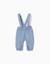 Pantalon en coton à texture gaufrée avec bretelles Bleu clair 1 - vertbaudet enfant 