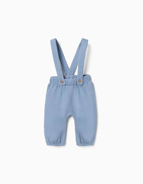 Bébé-Pantalon en coton à texture gaufrée avec bretelles