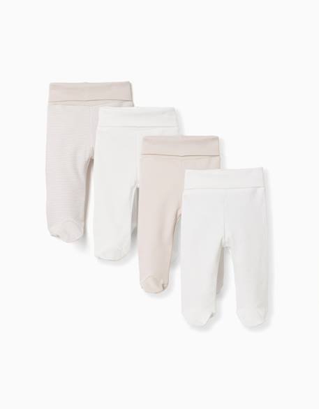 Bébé-Lot de 4 pantalons à pieds en coton
