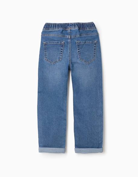 Pantalon en jean slim avec cordon de serrage Bleu+Bleu foncé 2 - vertbaudet enfant 