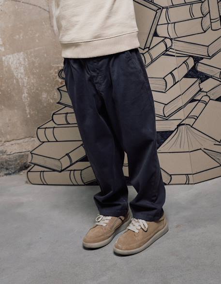 Pantalon chino baggy en sergé b&s Gris foncé 1 - vertbaudet enfant 