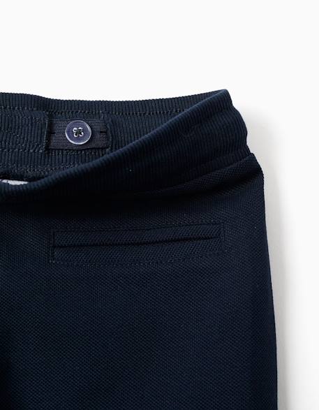 Pantalon slim en piqué de coton avec cordon Bleu foncé 2 - vertbaudet enfant 