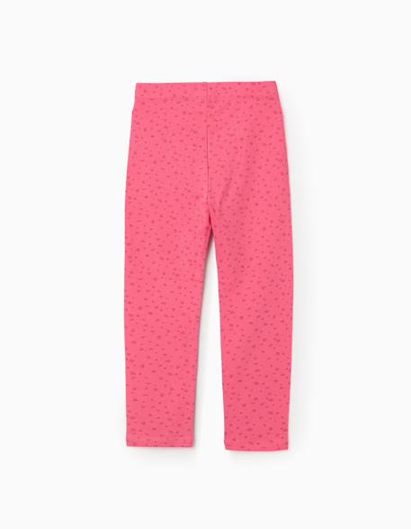 Lot de 2 leggings en coton unis/à fleurs Bleu+Rose 6 - vertbaudet enfant 