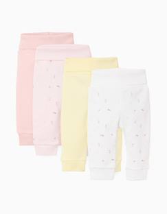 Bébé-Pantalon, jean-Lot de 4 pantalons en coton unis/à fleurs
