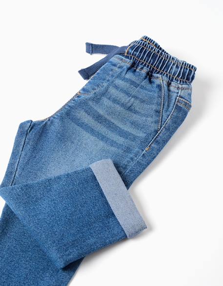 Pantalon en jean slim à cordon Bleu+Bleu foncé 4 - vertbaudet enfant 