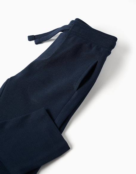 Pantalon slim en piqué de coton avec cordon Bleu foncé 4 - vertbaudet enfant 