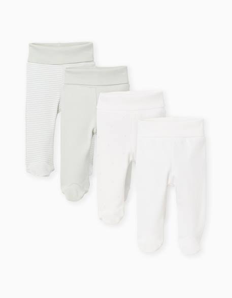 Bébé-Lot de 4 pantalons de taille haute en coton