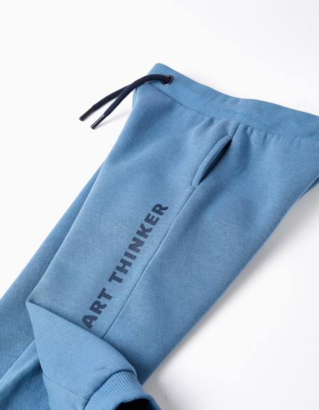 Pantalon de jogging en coton peigné à imprimé art thinker Bleu 4 - vertbaudet enfant 