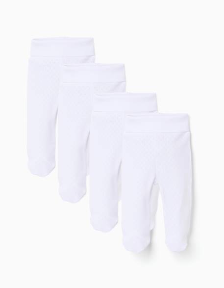 Bébé-Lot de 4 pantalons à pieds en coton peigné