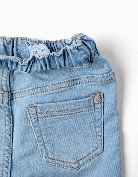 Pantalon de jogging en jean avec cordon Bleu clair 3 - vertbaudet enfant 