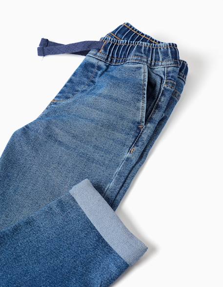 Pantalon en jean slim avec cordon de serrage Bleu+Bleu foncé 4 - vertbaudet enfant 