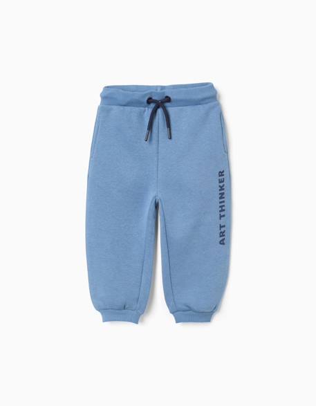 Pantalon de jogging en coton peigné à imprimé art thinker Bleu 1 - vertbaudet enfant 