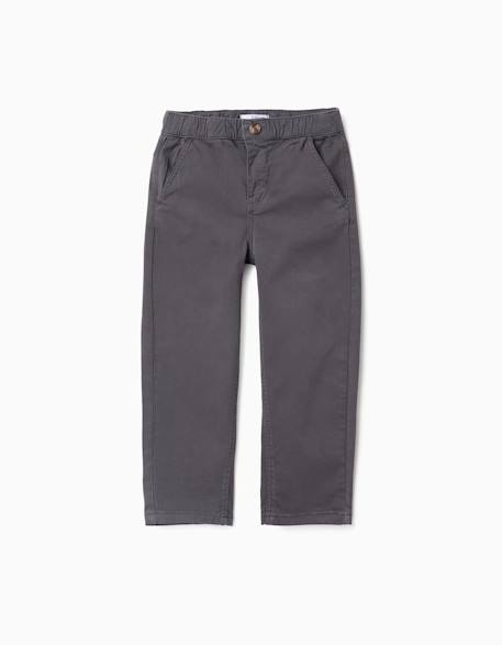 Pantalon chino baggy en sergé b&s Gris foncé 3 - vertbaudet enfant 