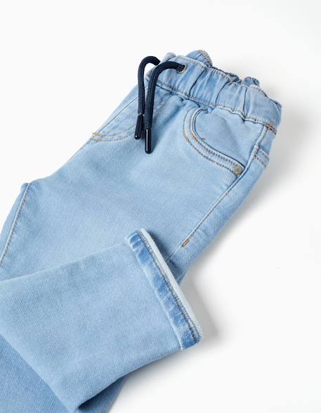 Pantalon de jogging en jean avec cordon Bleu clair 4 - vertbaudet enfant 