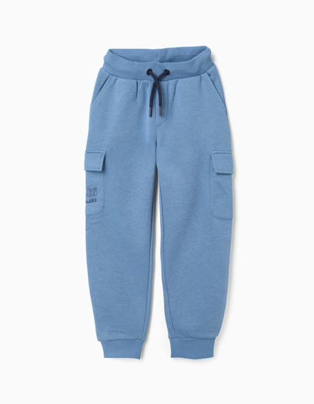 Pantalon de jogging cargo en coton peigné à imprimé no rules Bleu+Bleu foncé 1 - vertbaudet enfant 