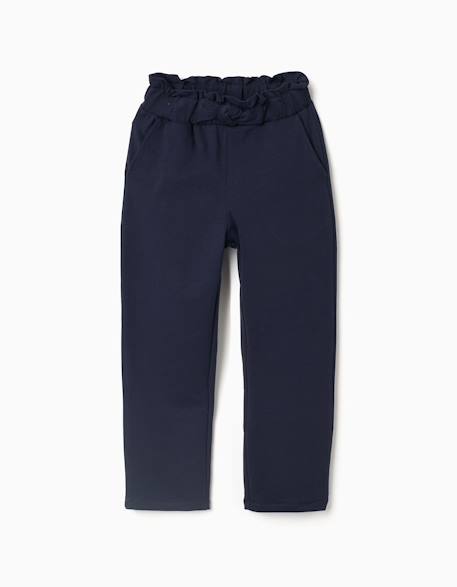 Pantalon à coupe droite avec nœud décoratif Bleu foncé 1 - vertbaudet enfant 