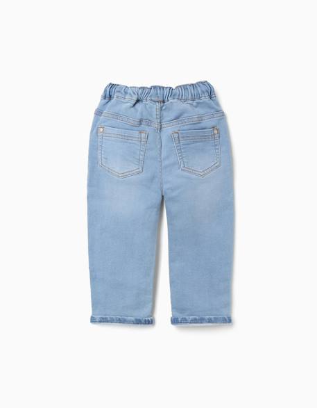 Pantalon de jogging en jean avec cordon Bleu clair 2 - vertbaudet enfant 