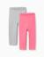 Lot de 2 leggings en coton unis/à fleurs Rose 2 - vertbaudet enfant 