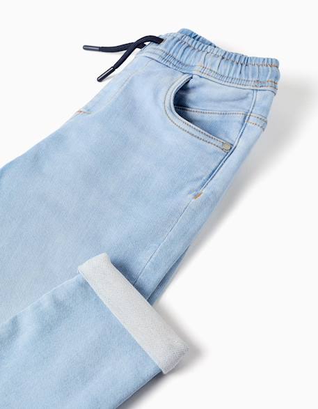 Pantalon de jogging en jean avec cordon Bleu clair 4 - vertbaudet enfant 