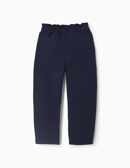 Pantalon à coupe droite avec nœud décoratif Bleu foncé 2 - vertbaudet enfant 
