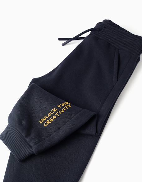 Pantalon de jogging en coton à imprimé creativity Bleu foncé+Vert 4 - vertbaudet enfant 