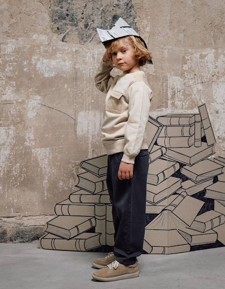 Pantalon chino baggy en sergé b&s Gris foncé 2 - vertbaudet enfant 