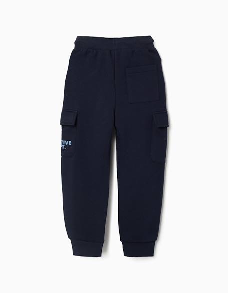 Pantalon de jogging cargo en coton peigné à imprimé no rules Bleu+Bleu foncé 6 - vertbaudet enfant 