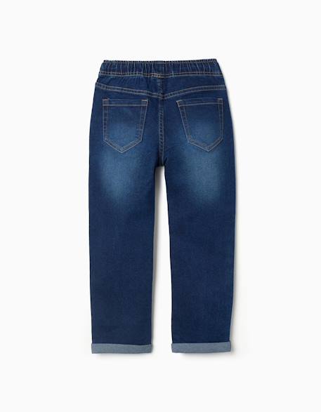Pantalon en jean slim avec cordon de serrage Bleu+Bleu foncé 8 - vertbaudet enfant 