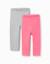 Lot de 2 leggings en coton unis/à fleurs Rose 1 - vertbaudet enfant 