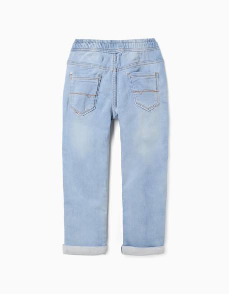 Pantalon de jogging en jean avec cordon Bleu clair 2 - vertbaudet enfant 