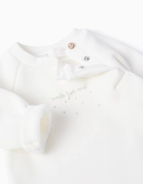 Sweat + pantalon à doublure en peluche Blanc 3 - vertbaudet enfant 