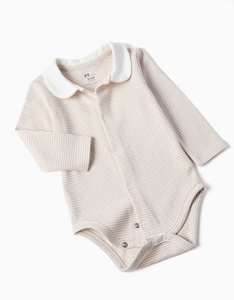 Ensemble body rayé + combinaison en coton Gris clair 3 - vertbaudet enfant 