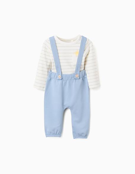 Body à manches longues rayé + pantalon Bleu clair 1 - vertbaudet enfant 