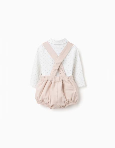 Body-polo + short en velours côtelé Gris clair 2 - vertbaudet enfant 
