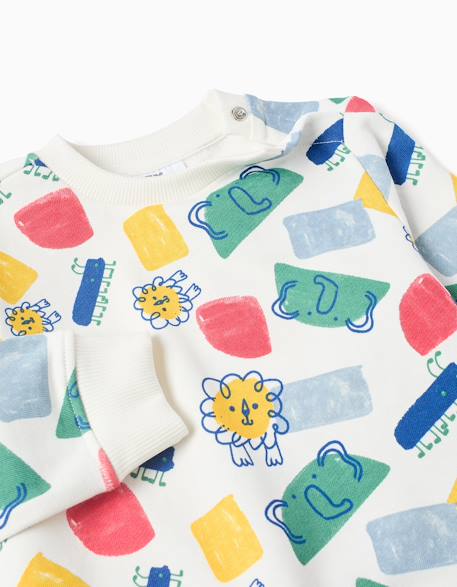 Sweat à motif + pantalon de jogging Blanc 3 - vertbaudet enfant 