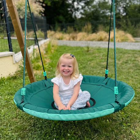 Balançoire ronde nid d'oiseau pour portique Vert olive 3 - vertbaudet enfant 