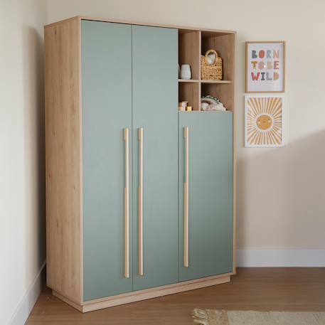 Chambre bébé complète - lit évolutif + commode à langer et armoire selva Vert sauge - noyer de virginie 3 - vertbaudet enfant 