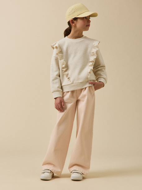 Pantalon large  en denim couleur - collection junior Amande+Nude 8 - vertbaudet enfant 