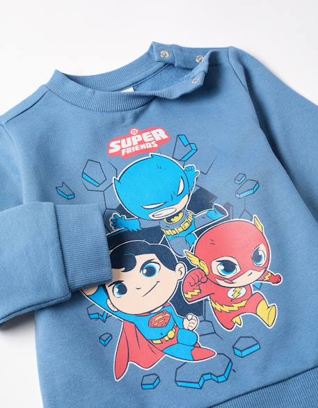 Sweat + pantalon de jogging en coton peigné avec super friends Bleu 3 - vertbaudet enfant 