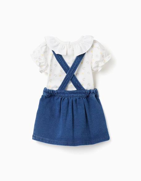Body à motif + robe salopette en jean Bleu clair 2 - vertbaudet enfant 