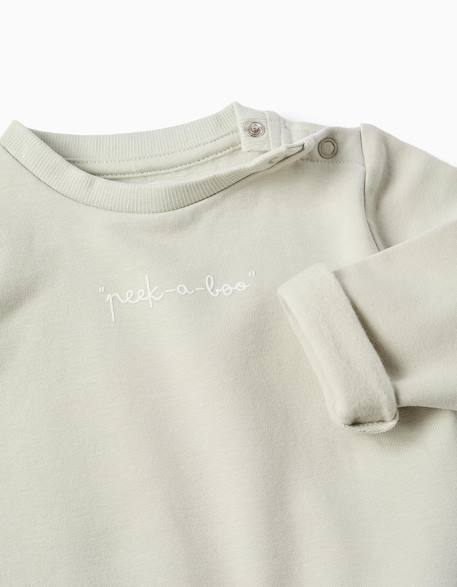 Sweat + pantalon en coton peigné Vert clair 3 - vertbaudet enfant 
