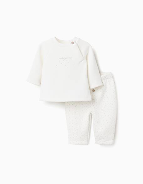 Sweat + pantalon à doublure en peluche Blanc 1 - vertbaudet enfant 