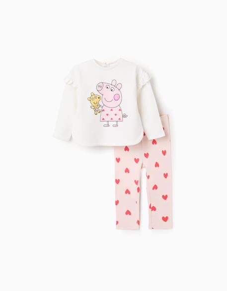 Sweat en coton peigné peppa pig + legging Rose clair 1 - vertbaudet enfant 