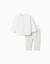 Ensemble en velours de pull + pantalon rayé Blanc 1 - vertbaudet enfant 