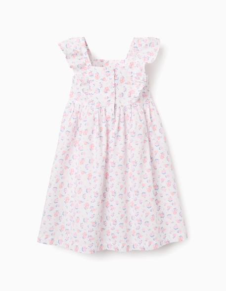 Robe en popeline à motif floral et volants Blanc 2 - vertbaudet enfant 