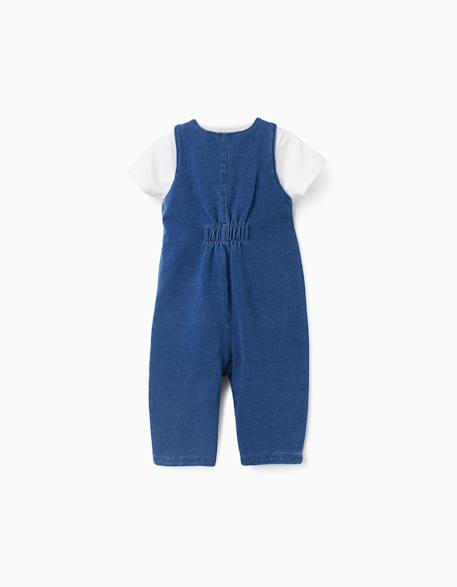 Body à imprimé + combinaison en jean Bleu clair 2 - vertbaudet enfant 