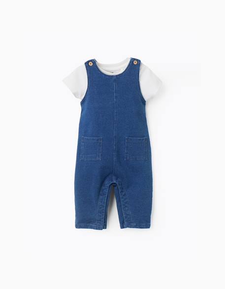 Body à imprimé + combinaison en jean Bleu clair 1 - vertbaudet enfant 