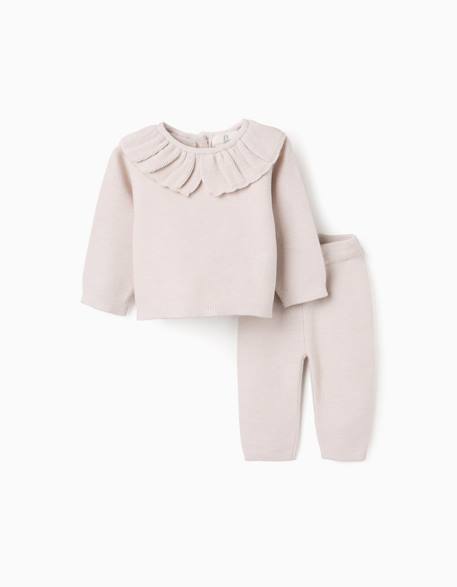 Pull avec col à volants + pantalon en maille Gris clair 2 - vertbaudet enfant 